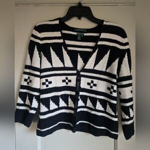 Ralph Lauren Hand Knit Aztec Southwest Cardigan PM
